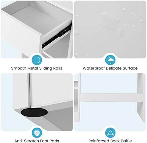 COSTWAY Computer Desk with Keyboard Tray, Large Drawer, Home Office Desk with Adjustable Shelf & Cable Hole, Study Desk, Modern Writing Workstation, PC Laptop Table (White)