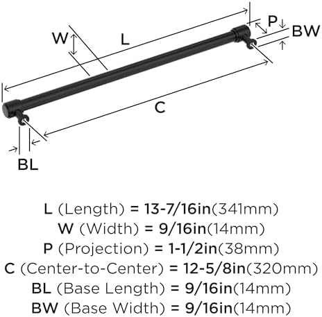 Amerock 12-5/8" Faircrest Matte Black Drawer Pull