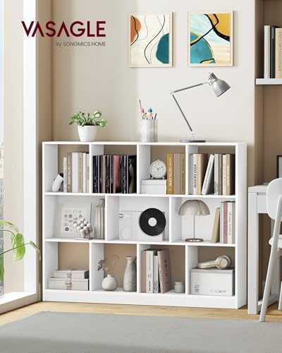 VASAGLE Bookshelf, 12 Cubes Storage Organizer, 49.6 x 9.4 x 39.4 Inches