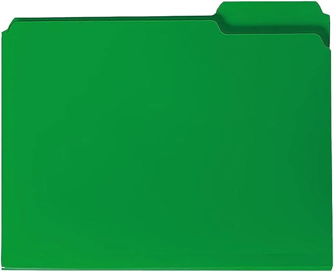 Smead Poly File Folder, 1/3-Cut Tab, Letter Size, Green, 24 per Box (10502)