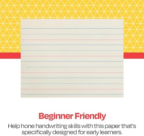 School Smart Zaner-Bloser Writing Paper, Handwriting Practice Lined Paper, Grade K Learning, 1-1/8 Inch Rule, 10-1/2 x 8 Inches, 500 Sheets (Pack of 10)