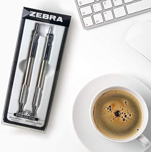 Zebra Pen STEEL Tactical M-701 & F-701 Set, HB 0.7mm, Black Ink 0.8mm, 2-Pk