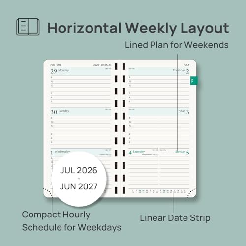POPRUN Pocket Planner 2026-2027, Small 3.5''x6.5'' Academic Pocket Calendar