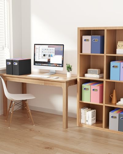 Oterri Portable Collapsible Cardboard File Box with Handle for Letter- Beige+Light Pink 2 Packs