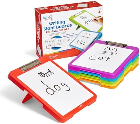 hand2mind Rainbow Writing Slant Boards (Set of 6), Ages 4+