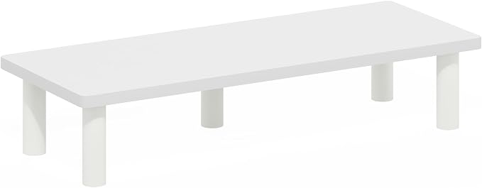 Furinno TURN-N-TUBE Monitor Stand Riser, 23.6" Wide Rectangle Monitor Riser, Laptop Stand for Desk, Office Desktop Accessories Organizers, Toolless Assembly, For Study Room, Dorm, White