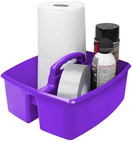 Storex 2-Compartment Large Craft Caddy – Multipurpose Classroom Organizer with Handle, Purple, 1-Pack (00955C06C)