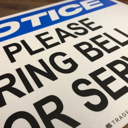TRADESAFE Please Ring Bell for Service Sign - Aluminum Ring Bell Sign, Light Reflective, UV-Resistant, Waterproof, 14” X 10” Signs for Business