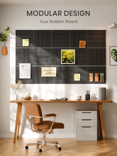 Bumusty 36" x 24" Large Cork Board Alternative, Charcoal Gray