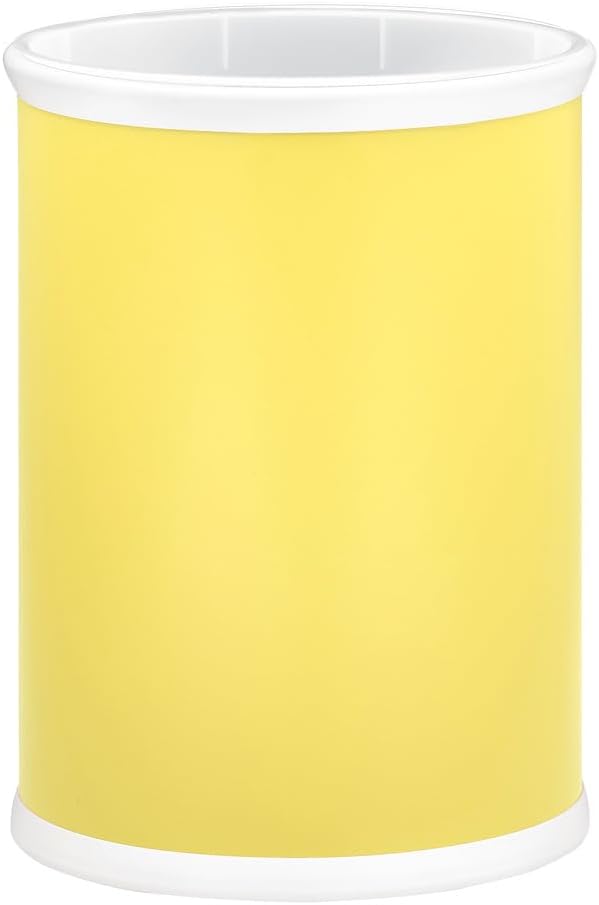Kraftware Rainbow Oval Wastebasket with Plastic Liner, Adding Color and Fun to the Bathroom and All Other Rooms in the Home or Entertainment Space, 13 Quart Capacity, 2 piece Set, Yellow