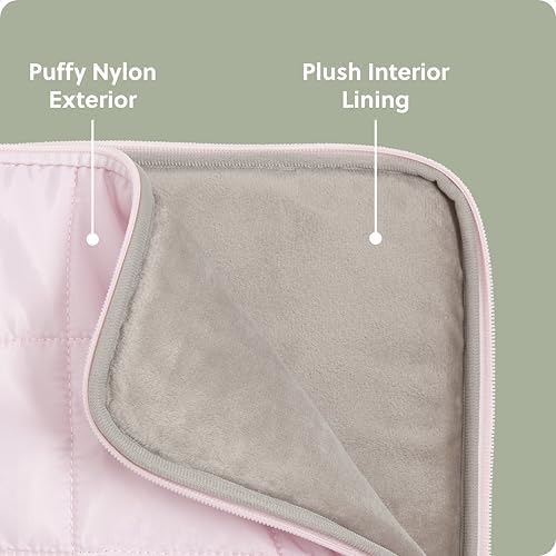 U Brands Nylon Puffy Zipping Medium Laptop Sleeve, 9.75" x 13", MacBook Bag, Laptop Case for MacBook Pro, MacBook Air, Chromebook, HP Computer, Petal Pink