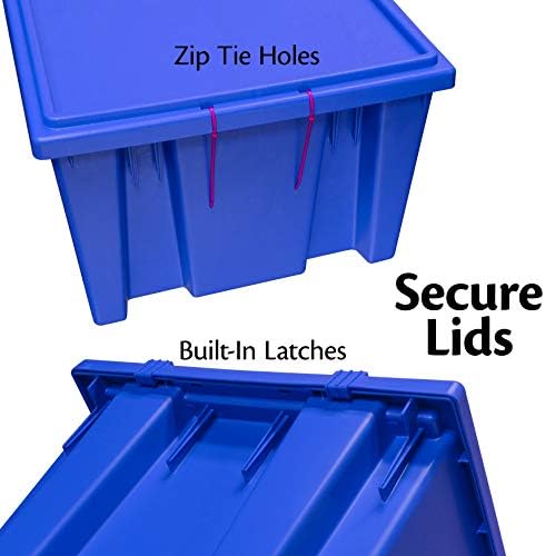 Akro-Mils 35200 Nest and Stack Plastic Storage Container and Distribution Tote, (19-1/2-Inch L x 13-1/2-Inch W x 8-Inch H), Blue, (6-Pack)