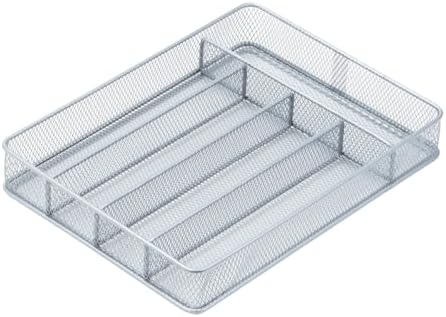 Honey-Can-Do KCH-02154 Steel Mesh 5-Compartment Cutlery Utensil Organizer, Silver