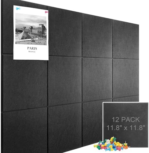 48" x 36" Large Felt Bulletin Board & Cork Board Alternative, Black