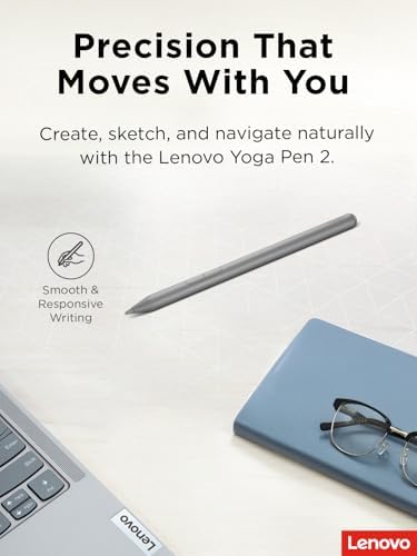 Lenovo Yoga Pen 2 with Magnetic Pen Case, AES 3.0 Stylus with 8192 Pressure Levels, USB C Rechargeable, Tilt Detection, Multi Protocol Support for Lenovo Yoga 2 in 1 PCs, Luna Grey