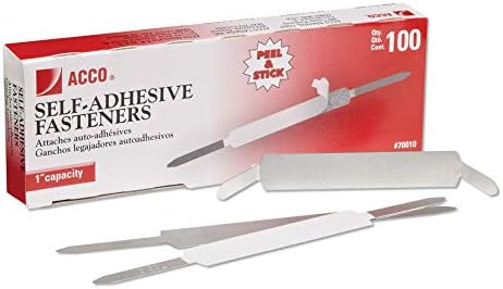 ACCO Brands Self-Adhesive Fasteners, 1" Capacity, Economy, 100 Fasteners/Box (70010)