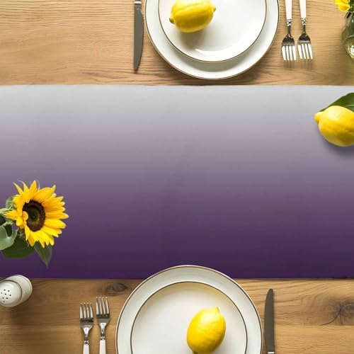 Purple Gray Gradient Table Runner Dresser Scarf 13 x 60 Inch Modern Ombre Minimalist Table Runners Non-Slip Heat Resistant Kitchen Dining Table Decor for Home Holidays Indoor Outdoor