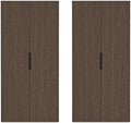 Manhattan Comfort Rivington Bookshelf 79 in Tall 5-Tier Bookcase, Modern Soft Close Storage Cabinet, Handle-Free, Round Corner Design for Living Room, Bedroom, or Home Office, Set of 2 in Walnut