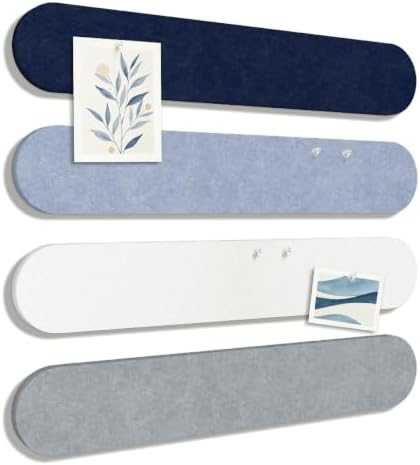 Olanglab Felt Bulletin Board Strips 4-Pack 24"x16" with 50 Pins, Misty Teal