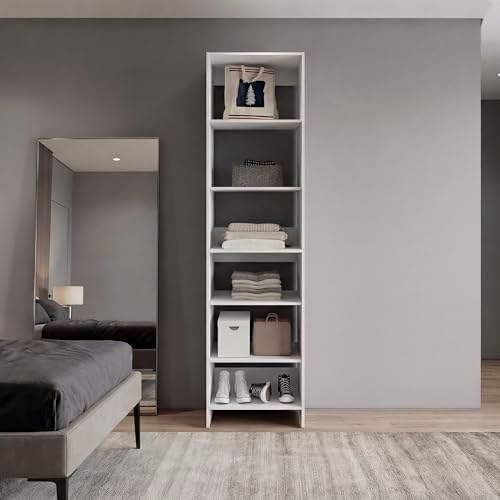 White Freestanding Open-Shelf Closet Storage Organizer for Bedroom