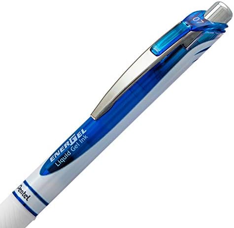 Pentel EnerGel Pearl Deluxe RTX Retractable Liquid Gel Pen, 0.7mm, Blue Accent, Blue Ink, Box of 12 (BL77PW-C)