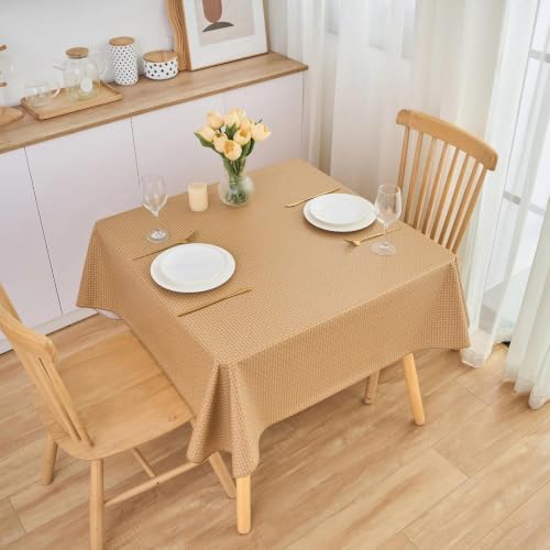 LIBERECOO Heavy Duty Vinyl Tablecloth with Flannel Backing Waterproof Oil-Proof Plastic Table Cloth Stain-Resistant Wipeable Rectangle or Square Table Cover for Indoor and Outdoor 54 x 54 Inch