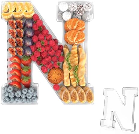 11" Acrylic Letter Charcuterie Tray,Fillable Alphabet & Number Box(Letter N)