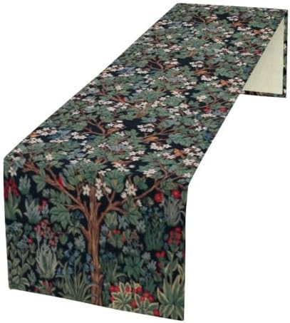 William Morris Tree of Life Table Runner Vintage Flowers Table Runner for Dining Table Decor 13 x 90 Inch