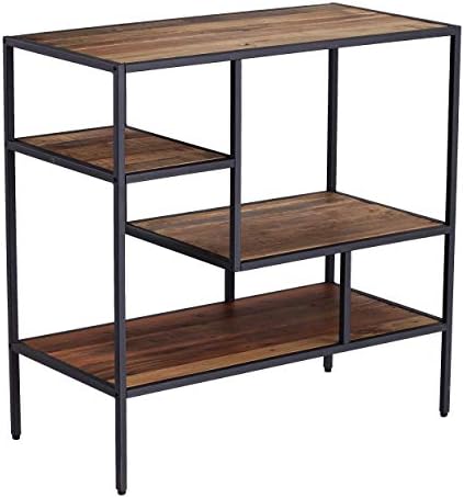 SEI Furniture - Mathry Reclaimed Wood Shelf - Natural - Reclaimed Wood & Iron Metal - Rustic Design - Ideal for Home Offices, Living Rooms, Dens, 31.5" W x 15.75" D x 31.5" H (HZ1058238)