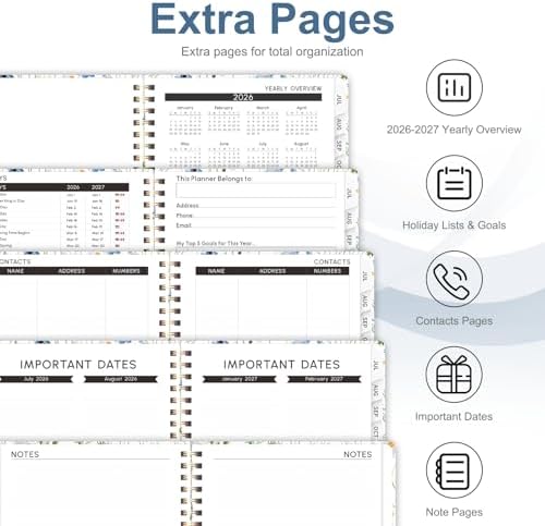 Planner 2026-2027, Weekly and Monthly Academic Planner, July 2026 - June 2027, Hardcover Calendar Agenda Book for School Year Planning, School Supplies for Teacher and Student, A5(6.3'' x 8.5'')