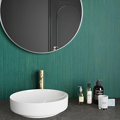 CRE8TIVE Teal Green Grasscloth Wallpaper Textured Wallpaper Stick and Peel Faux Grass Cloth Contact Paper for Walls Adhesive Linen Fabric Removable Wall Paper for Bedroom Kitchen Furniture 12"x354"