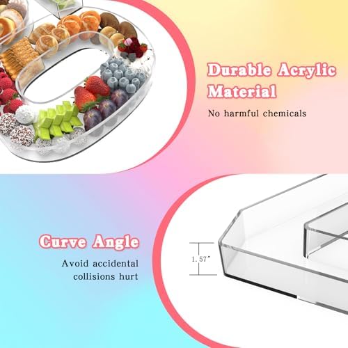 11" Acrylic Number Charcuterie Tray, Fillable Number Charcuterie Box for Food, Reusable Serving Cake Candy Dish Display Tray for Birthday Anniversary Party Decoration (Number 8)