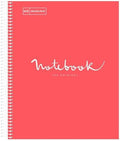 M MiquelRius Emotions Collection, Lined 1 Subject Notebook, 11" x 8.5", 80 Perforated Sheets, 3 Hole Punched, Coral Colored Cardboard Cover