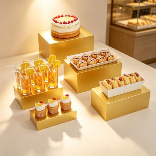 Display Stand, Display Risers - 5 Pcs Metal Rectangle Cake Stand for Buffet