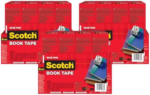Scotch Book Tape Value Pack, Excellent for Repairing, Reinforcing Protecting, and Covering (845-VP) (Pack of 3)