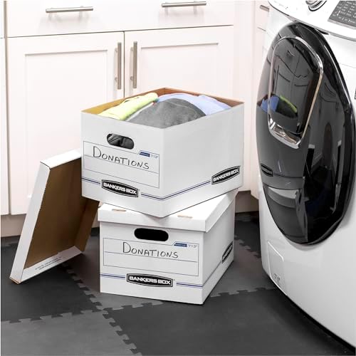 Bankers Box 30-Pack Basic-Duty File Storage Box with Lid, Letter/Legal | Tame everyday paperwork with affordable file boxes, lift-off lids, and reinforced handles for simple record storage.