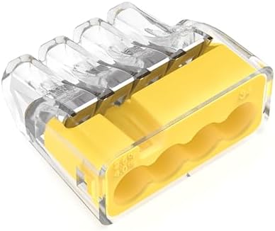 Ideal Electrical in-Sure Push-in Wire Connector, 4-Port (30-1034J), Jar of 200—Color Coded No-Twist Connectors for Solid and Stranded Wires