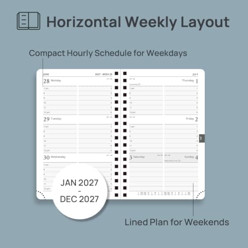 POPRUN 2027 Pocket Planner (Small-4'' x 6.25'') Weekly and Monthly Calendar