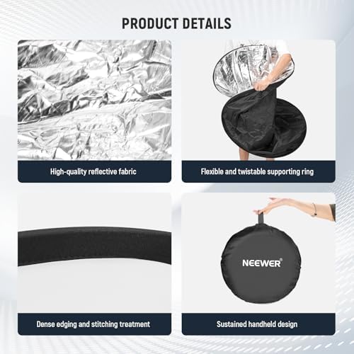NEEWER 51 Inch/130 Centimeter Light Reflector Diffuser 5 in 1 Foldable