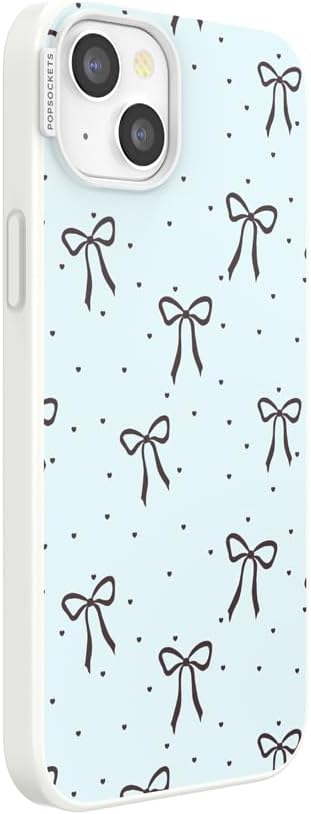 PopSockets iPhone 15 Plus Phone Case with MagSafe- Tiny Bows | Magnetic, Wireless Charging, Camera & Drop Protection, Bow, Phone, Women