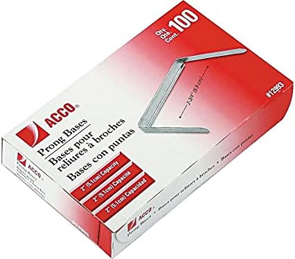 ACCO 2 Inch Capacity Prong Fastener Bases, 2-3/4 Inch Centers, 100 Bases/Box (12993)