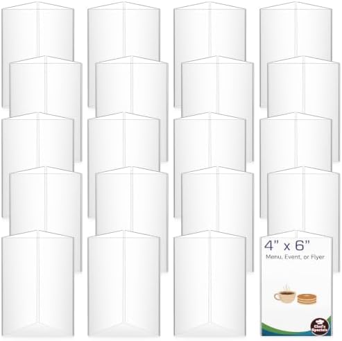 20 Pack 3 Side Table Tent Sign Holder Acrylic, 4 x 6 Inch