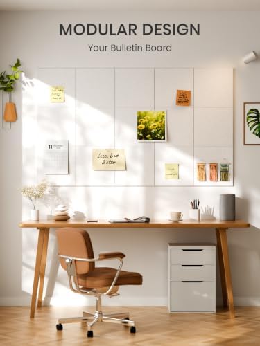 Bumusty 48"x 36" Large Felt Bulletin Board Tiles, Milky White