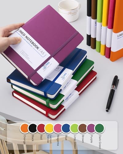 Dynta Hardcover Journals Bulk, 10 Packs A5 Lined Notebooks for Writing