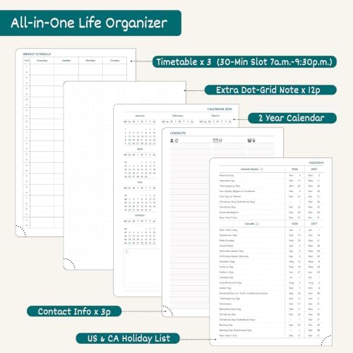 BEZEND 2027 Planner Weekly Monthly (A5 5.5"x8.5") Dot-Grid Journal in One
