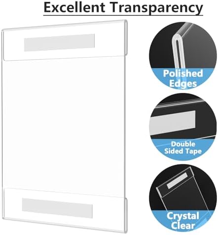 MaxGear Acrylic Sign Holder 8.5 x 11 Wall Mount with Tape, 12 Pack