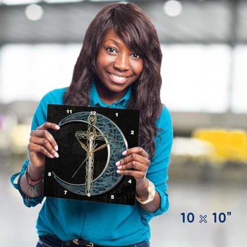 3dRose Wall Clock Silent - 13 inch - A Celtic Moon with a Fantasy Sword. - Creative Studios – Celtic Knot