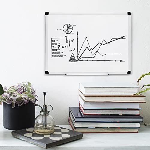 Amazon Basics Magnetic Dry Erase Whiteboard, 24" x 18", Aluminum Frame, Silver/White, Presentation Board for Writing Notes