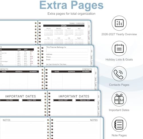 Planner 2026-2027, Weekly and Monthly Academic Planner, July 2026 - June 2027, Hardcover Calendar Agenda Book for School Year Planning, School Supplies for Teacher and Student, A5(6.3'' x 8.5'')
