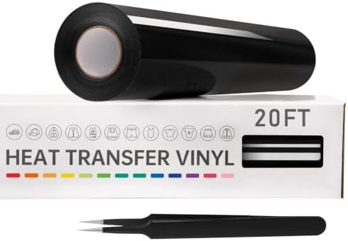 VinylRus Heat Transfer Vinyl, Black, 12" x 20ft